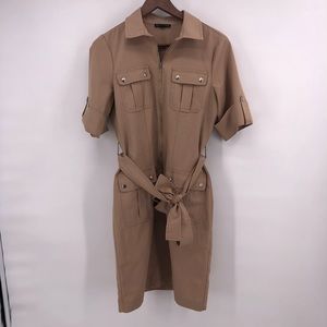 True envy cargo dress tan quarter zip belted